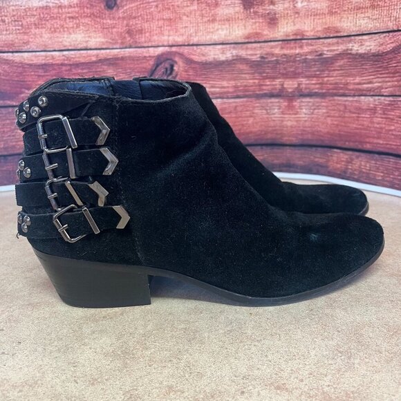 Sam Edelman Penrose Black Suede Studded Ankle Booties - Picture 1 of 15